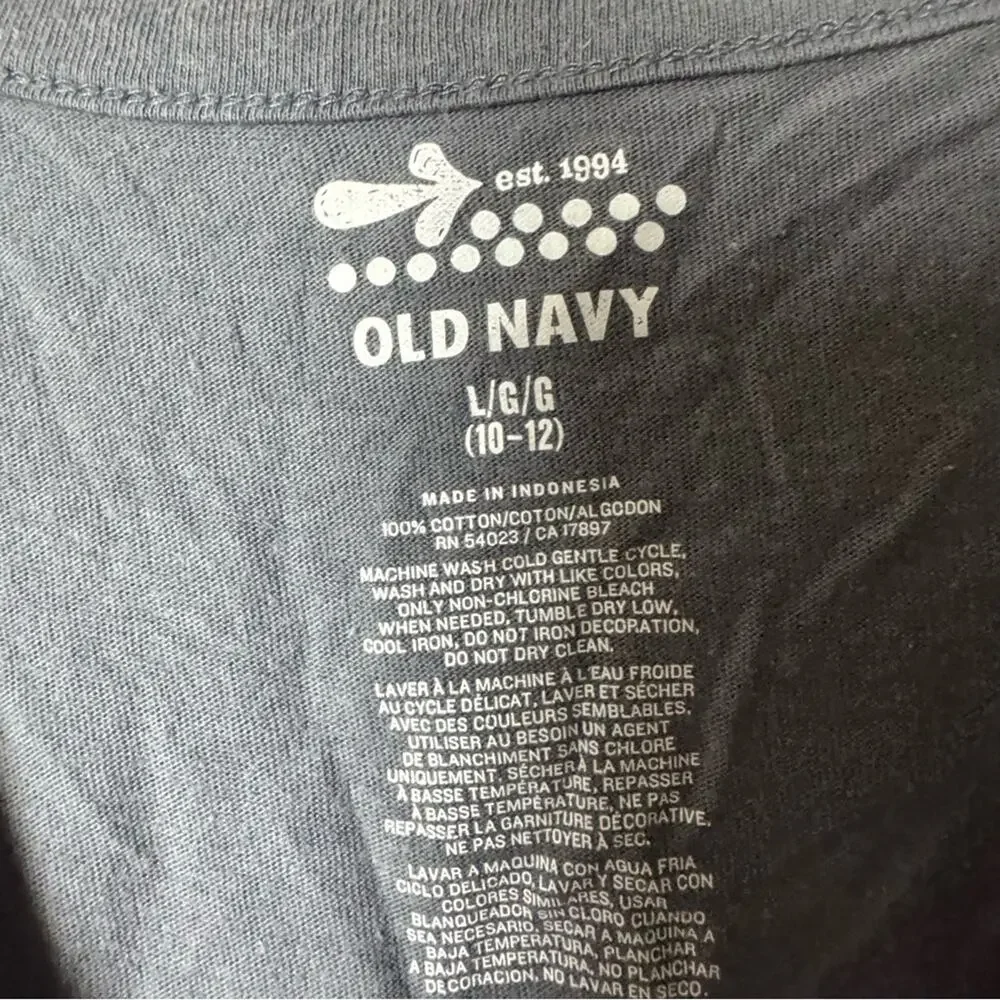 Old Navy Girls Gray Quarter Sleeve Graphic Tee Sz  L